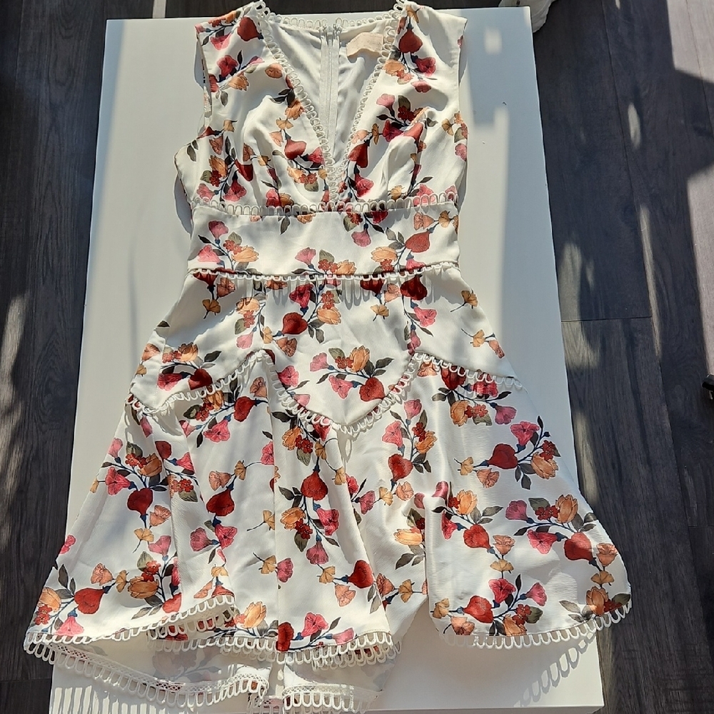 KEEPSAKE the Label Red and Pink Fit and Flare Mini Dress